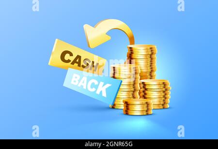 Servizio di rimborso, etichetta di pagamento finanziaria. Illustrazione vettoriale Illustrazione Vettoriale