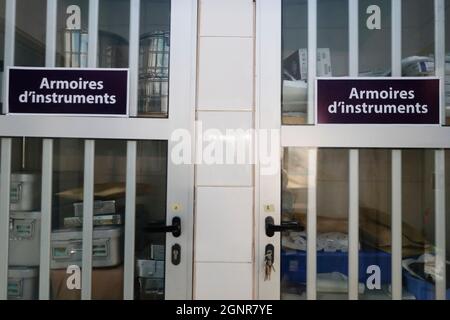 Ospedale africano. Reparto pediatrico. Benin. Foto Stock