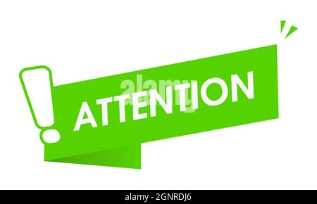 Banner verde con illustrazione vettoriale attenzione con punto esclamativo Illustrazione Vettoriale