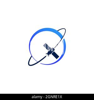 Modello di illustrazione del disegno dell'icona del vettore satelite Foto Stock
