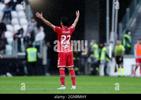 Maya Yoshida di UC Sampdoria gesticola durante la serie Una partita tra Juventus FC e UC Sampdoria. Foto Stock