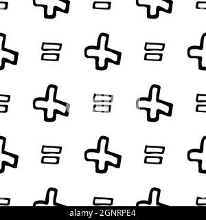 Pattern senza giunture con matematica disegnata a mano. Illustrazione vettoriale in stile Doodle isolata su sfondo bianco. Per design d'interni, carta da parati, imballaggio Illustrazione Vettoriale