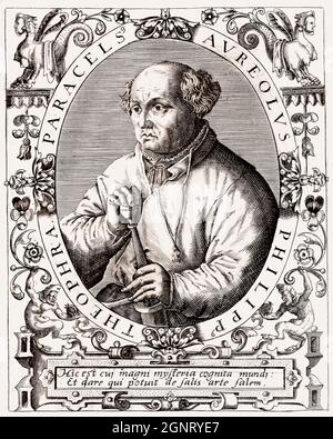 Theophrastus Philippus Aureolus retorica von Hohenheim o Paracelso, 1493 - 1541, medico svizzero, alchimista Foto Stock
