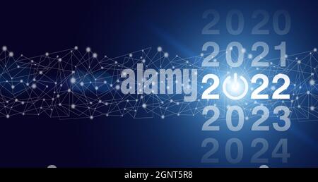 anno nuovo 2022. Concept inizio nuovo anno 2022. Anno duemiladoventidue concetto. Felice nuovo 2022 - anno nuovo, obiettivo, piano, azione. Foto Stock