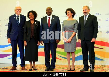YEREVAN, ARMENIA - 11 ottobre 2017: Apertura ufficiale a Yerevan del 17° vertice dell'Organizzazione Internazionale del Francofonio (la Francofonie) Foto Stock