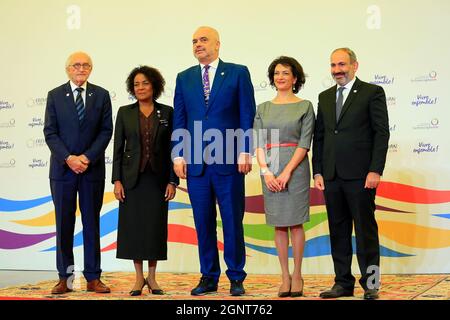 YEREVAN, ARMENIA - 11 ottobre 2017: Apertura ufficiale a Yerevan del 17° vertice dell'Organizzazione Internazionale del Francofonio (la Francofonie) Foto Stock