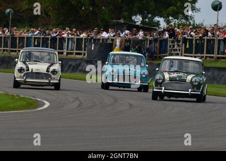 Chris Middlehurst, Romain Dumas, Morris Mini Cooper S, Richard Meaden, Jason Stanley, Austin Mini Cooper S, Andy Priaulx, Ollie Streek, Austin Mini Co Foto Stock