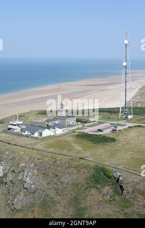 Francia, Manica (50), Barneville-Carteret, le sémaphore du cap de Carteret (vue aérienne) // Francia, Manica, Barneville Carteret, semaforo di Cape Car Foto Stock