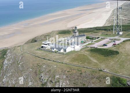 Francia, Manica (50), Barneville-Carteret, le sémaphore du cap de Carteret (vue aérienne) // Francia, Manica, Barneville Carteret, semaforo di Cape Car Foto Stock