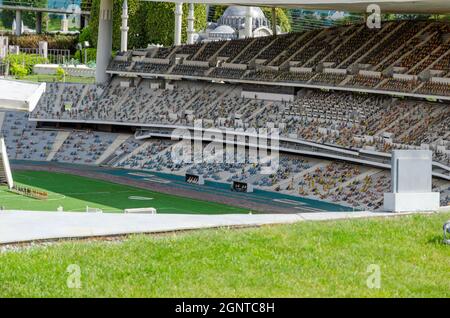 Una replica dello Stadio Olimpico Ataturk nel Museo Miniaturk, Istanbul, Turchia. Foto Stock