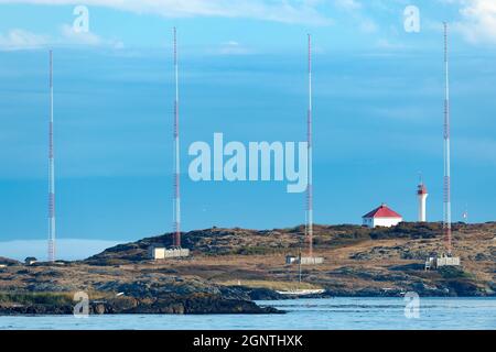 Vista panoramica del faro Trial Islands, Victoria, BC Canada Foto Stock