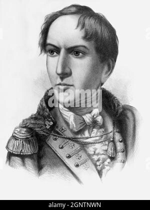 Robert Emmet (1778-1803) è stato un . Dopo la soppressione della rivolta irlandese unita nel 1798, tentò di organizzare un nuovo tentativo di rovesciare la Corona britannica e l'ascesa protestante in Irlanda, e di istituire un governo rappresentativo nazionale. Egli aveva speranze di assistenza francese, tuttavia, molti dei veterani sopravvissuti del '98 esitarono a prestare il loro sostegno, e la sua ascesa a Dublino nel 1803 si rivelò abortiva. Emmet fu catturato il 25 agosto 1803 e giustiziato. Foto Stock