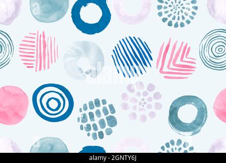 Tessuto rotondo senza cuciture color acquerello. Grunge macchie carta da parati. I confetti disegnati a mano ripetono. Stampa polka acquerello. Vintage Illustrazione Vettoriale