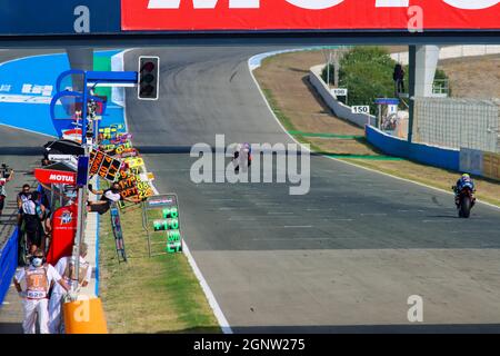 WSBK 2021 Superbike, alcuni dei piloti più importanti della categoria in gara Foto Stock