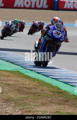 WSBK 2021 Superbike, 2° gara #31 Garrett Gerloff in gara Foto Stock