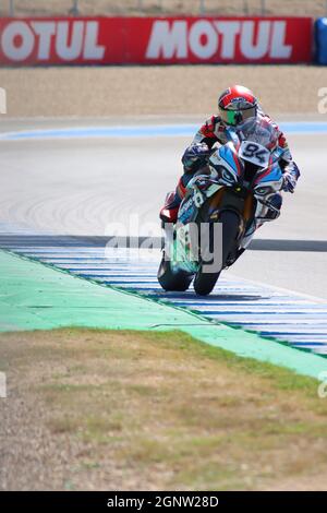 WSBK 2021 Superbike, 2° gara #94 Jonas Folger Foto Stock