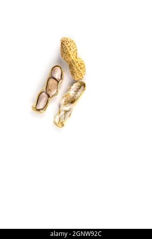 Bollito di arachidi su sfondo bianco Foto Stock