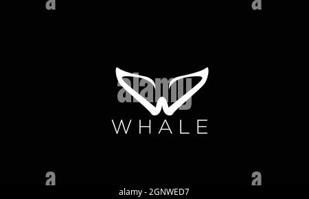 W Design del logo vettoriale Whale Illustrazione Vettoriale