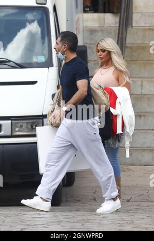 Roma, Italia. 27 settembre 2021. Roma, Auditorium Rai del Foro Italico, ammissione alle prove dei concorrenti di 'Dancing with the Stars 16'. Nella foto: Bianca Gascoigne, Simone di Pasquale Credit: Independent Photo Agency/Alamy Live News Foto Stock