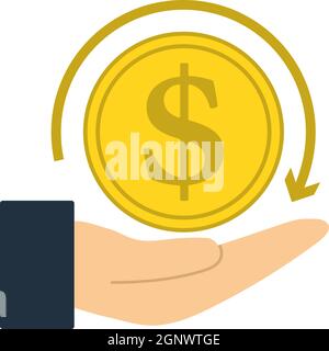 Icona Cash Back Coin to Hand Illustrazione Vettoriale