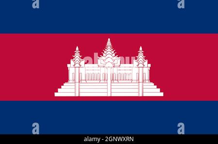 Bandiera nazionale cambogiana nelle proporzioni esatte - illustrazione vettoriale Foto Stock