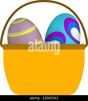 Cestino di Pasqua con l'icona delle uova Illustrazione Vettoriale