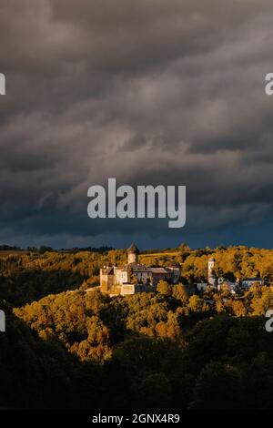 Castello di Sovinec a Nizky Jesenik, Moravia settentrionale, repubblica Ceca Foto Stock