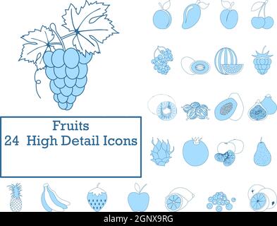 Insieme dell'icona di frutta Illustrazione Vettoriale