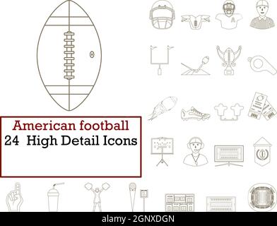 Set di icone di football americano Illustrazione Vettoriale