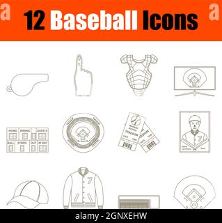 Set di icone per il baseball Illustrazione Vettoriale