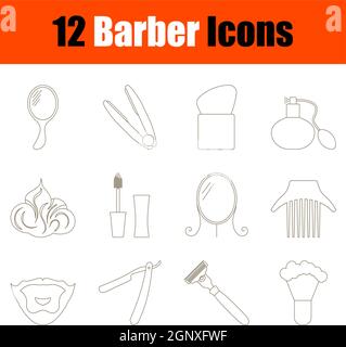 Set di icone Barber Illustrazione Vettoriale