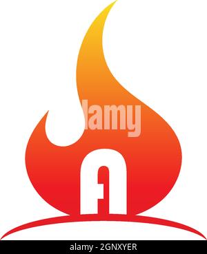 Il concetto del logo della lettera era in illustrazione di fiamme Illustrazione Vettoriale