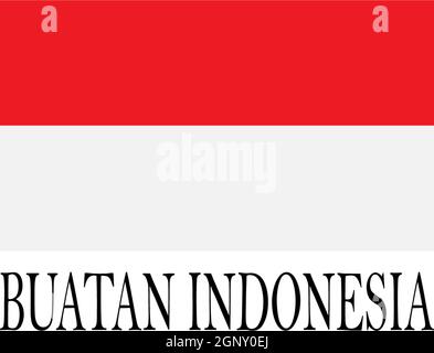 Prodotto in Indonesia, bandiera indonesiana icona vettore logo Illustrazione Vettoriale