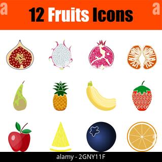 Insieme dell'icona di frutta Illustrazione Vettoriale