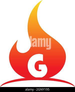 Il concetto del logo della lettera era in illustrazione di fiamme Illustrazione Vettoriale