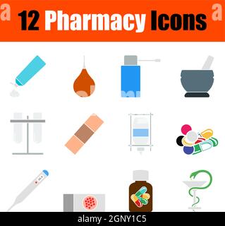 Set di icone della farmacia Illustrazione Vettoriale