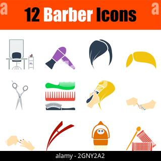 Set di icone Barber Illustrazione Vettoriale