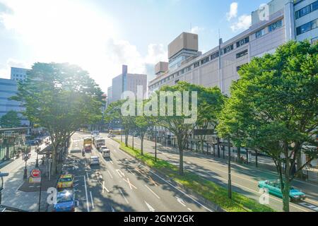 Uscita ovest per Streets of Sendai Station. Luogo di tiro: Sendai, Prefettura di Miyagi Foto Stock