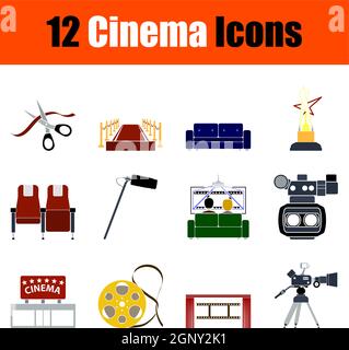 Insieme dell'icona del cinema Illustrazione Vettoriale