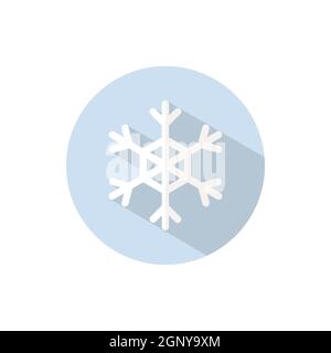 Fiocco di neve. Icona piatta su un cerchio. Illustrazione del vettore meteo Illustrazione Vettoriale