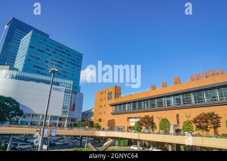 Uscita ovest per Streets of Sendai Station. Luogo di tiro: Sendai, Prefettura di Miyagi Foto Stock