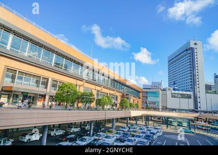 Uscita ovest per Streets of Sendai Station. Luogo di tiro: Sendai, Prefettura di Miyagi Foto Stock