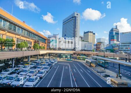 Uscita ovest per Streets of Sendai Station. Luogo di tiro: Sendai, Prefettura di Miyagi Foto Stock