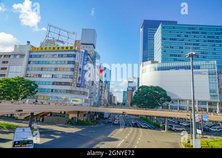 Uscita ovest per Streets of Sendai Station. Luogo di tiro: Sendai, Prefettura di Miyagi Foto Stock