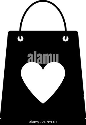 Shopping bag con icona a forma di cuore Illustrazione Vettoriale