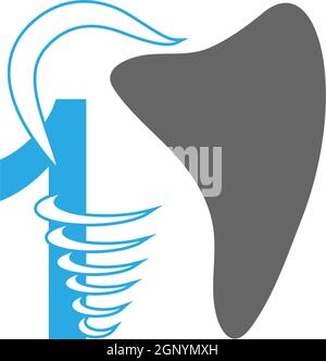 Icona del logo numero 1 con disegno dentistico Illustrazione Vettoriale
