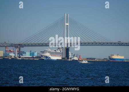 Diamond Princess ancorato a Daikokufuito (rivestimento di lusso). Luogo di tiro: Yokohama-città prefettura di kanagawa Foto Stock