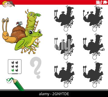 gioco di ombre educative con personaggi animalier cartoni animalier Illustrazione Vettoriale