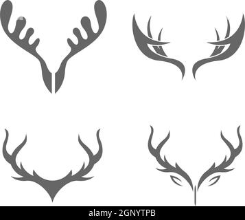 Vettore di disegno dell'icona del logo del cervo antler Illustrazione Vettoriale