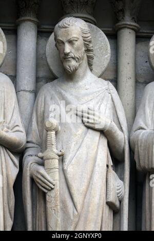 Saint James il grande, la cattedrale di Notre Dame di Parigi, ultima sentenza Portal Foto Stock